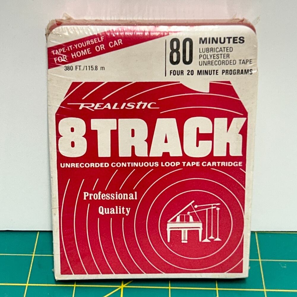 Sealed Vintage Realistic 8 Track blank tape 80 minutes Radio Shack NOS imperfect
